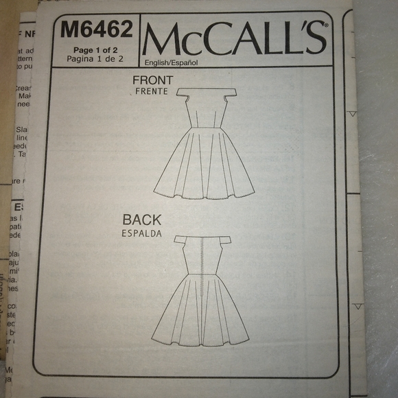 MCCALL'S M6462 EASY off the shoulder knit dress, only 5 Pattern pieces sz 4-12 - Picture 4 of 5